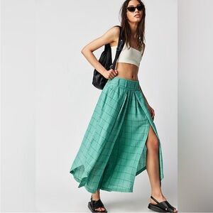 Free People Blue & Green Lunar Cove Wide-Leg Pants